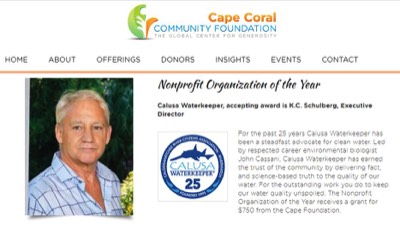  NON PROFIT OF THE YEAR - KC SCHULBERG recipient on behalf of Calusa Waterkeeper 